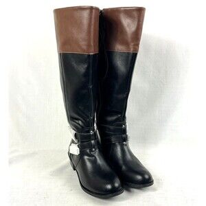 Arizona Denver Black Brown Women's Size 7.5 Faux Leather Memory Foam Tall Boots